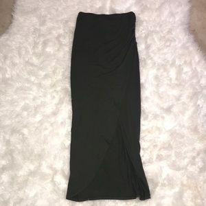 Olive green High waisted maxi skirt